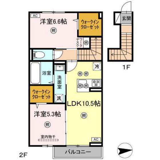 セレスト ブルー(2LDK/2階)の間取り写真
