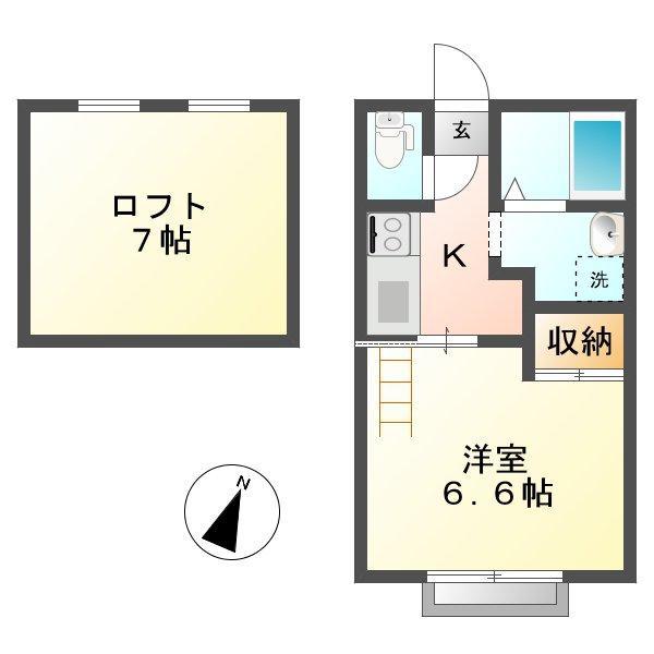 ソレイユ倉敷川(1K/2階)の間取り写真