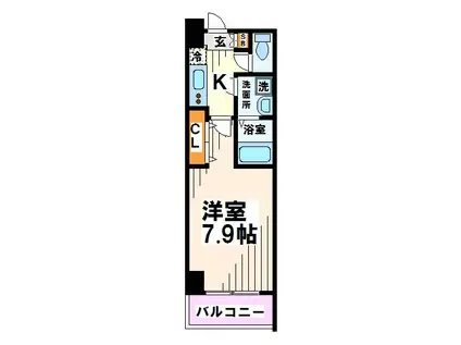 T.P.Cレジデンス府中(1K/7階)の間取り写真