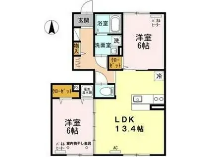 グランドールGIV(2LDK/1階)の間取り写真