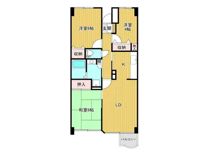 カレントさくらII(3LDK/4階)の間取り写真