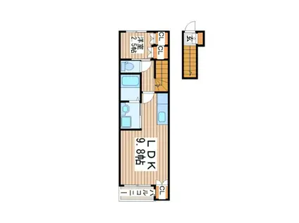 メゾンエスポワール三百人町(1LDK/2階)の間取り写真