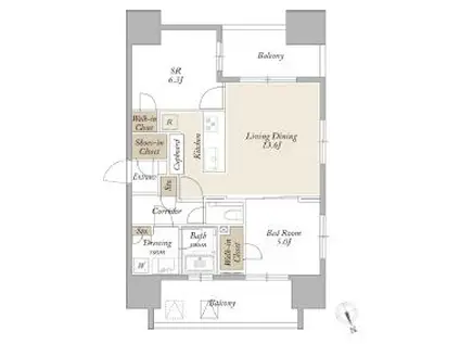 ライトテラス新宿御苑(1SLDK/15階)の間取り写真