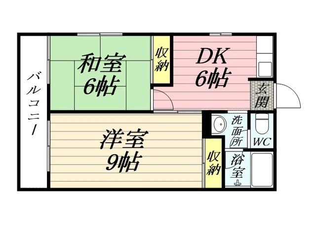 コーポ黒沢(2DK/2階)の間取り写真