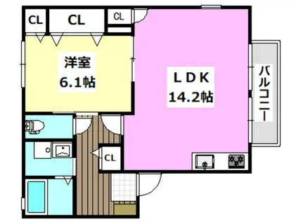 ディアス昭和園(1LDK/2階)の間取り写真