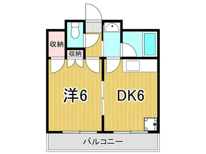 三宏ビル(1DK/4階)の間取り写真