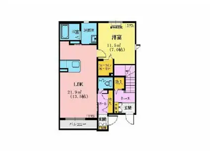 シャーメゾン・ヴィレッタB(1LDK/1階)の間取り写真