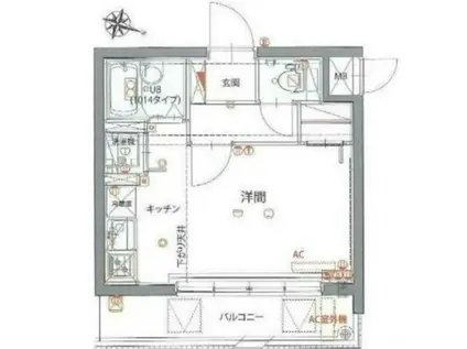 ジェノヴィア仲池上グリーンウォール(ワンルーム/2階)の間取り写真