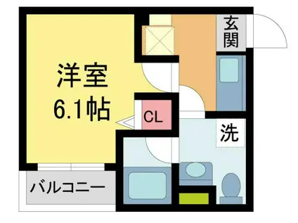 ロワジール宝塚(1K/2階)の間取り写真