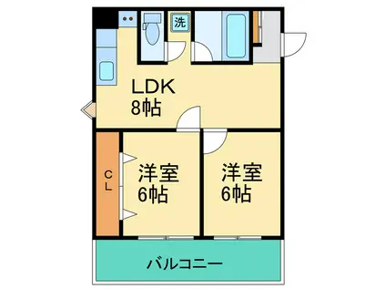 ハイマート屋島(2LDK/5階)の間取り写真