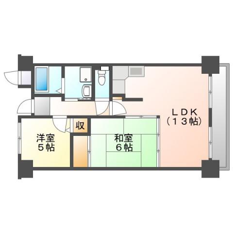 パルティール南ヶ丘(2LDK/4階)の間取り写真