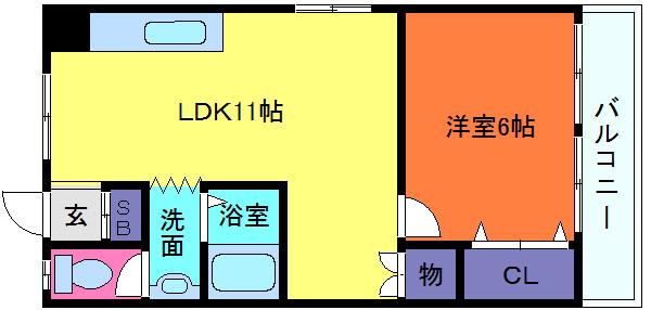 アーバン六甲(1LDK/2階)の間取り写真
