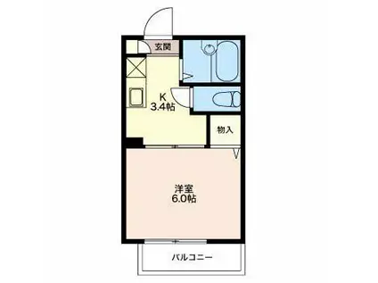 フレグランス勝山(1K/2階)の間取り写真