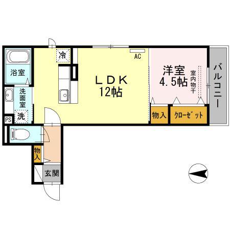 フェリーチェ西田(1LDK/2階)の間取り写真