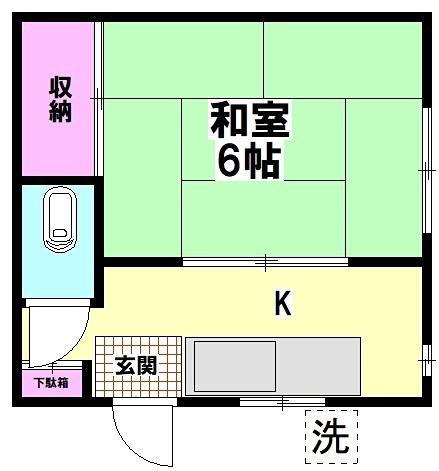 木下荘(1K/2階)の間取り写真