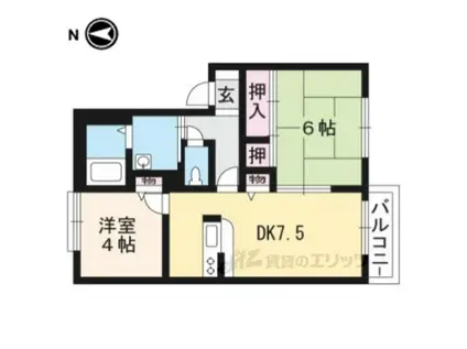 アイランド22壱番館(2LDK/2階)の間取り写真