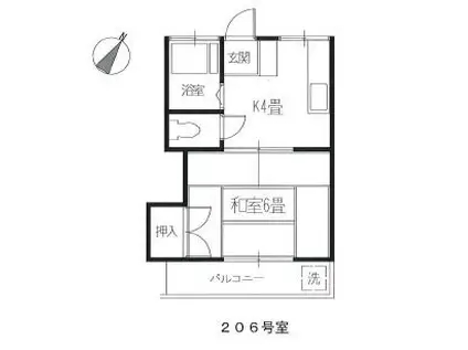 第3スミレコーポ(1K/2階)の間取り写真