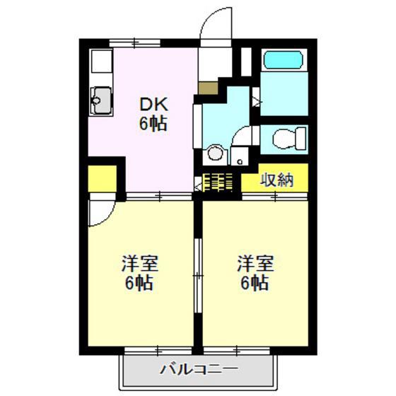 メゾンフォードアン(2DK/2階)の間取り写真