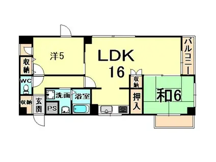 メゾンドファミーユ(2LDK/1階)の間取り写真