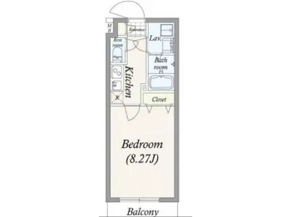 GRAN PASEO 谷在家(1K/8階)の間取り写真