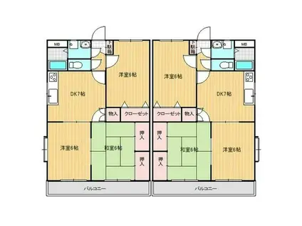 パティオス雀の宮(3DK/3階)の間取り写真