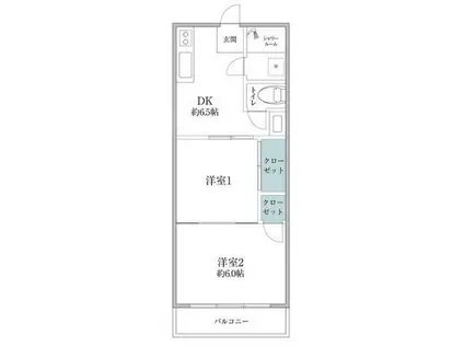 ニューパールマンション(2DK/5階)の間取り写真