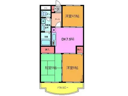 エクセル石井(3DK/4階)の間取り写真