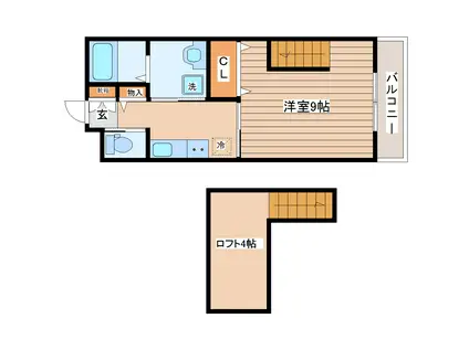 ブランニューII番館(1K/1階)の間取り写真