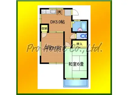 コーポ岡村(2DK/1階)の間取り写真