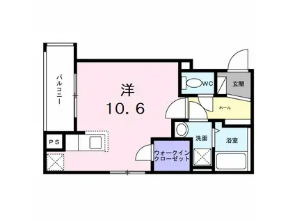 ヒカルサ神戸王塚台I(ワンルーム/2階)の間取り写真