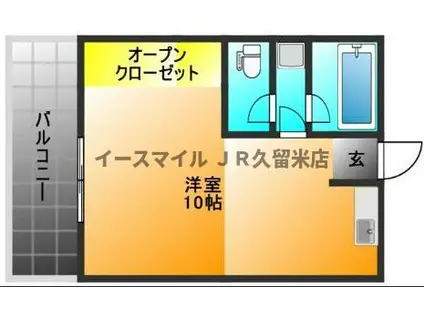 コーポ平島(ワンルーム/2階)の間取り写真