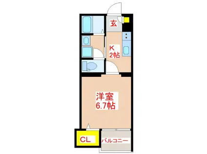 アルカディア下荒田(1K/3階)の間取り写真