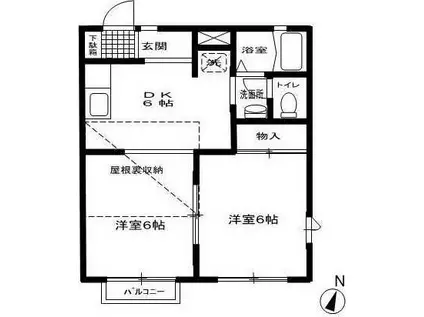 サニープレイスA棟(2DK/2階)の間取り写真