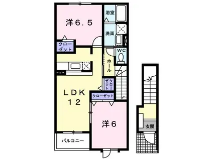 ベラヴィスタC(2LDK/2階)の間取り写真