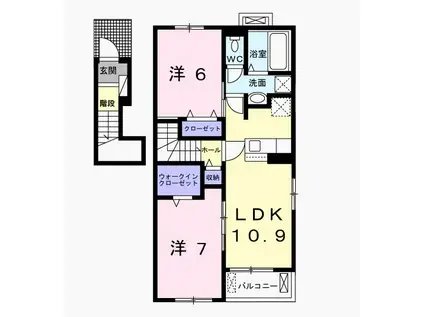 エスポワール(2LDK/2階)の間取り写真