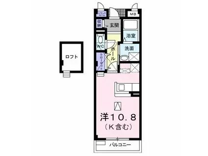 パーク東新(1K/2階)の間取り写真