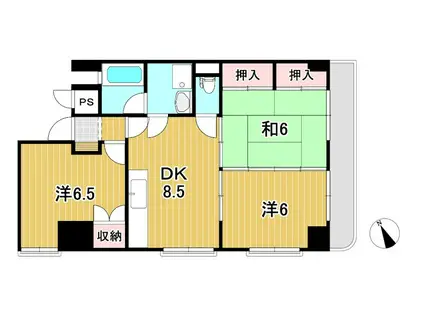 ハイムベルマリーナ(3DK/3階)の間取り写真