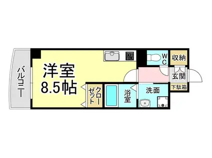 MAKE A WISH(ワンルーム/2階)の間取り写真