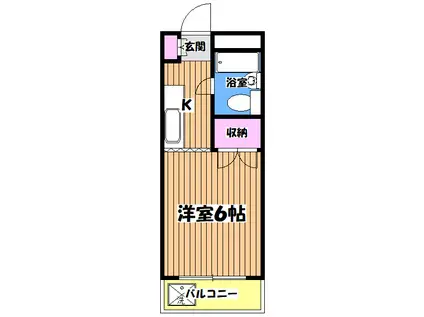 サンアベニュー長淵(1K/1階)の間取り写真
