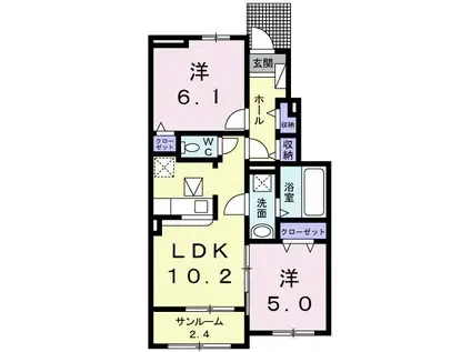 ル ガゾン サンハル(2LDK/1階)の間取り写真