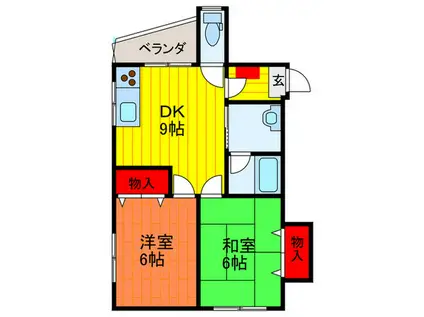 橋本ハイツ(2DK/2階)の間取り写真