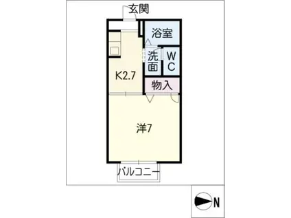 セゾンプレミール B棟(1K/2階)の間取り写真