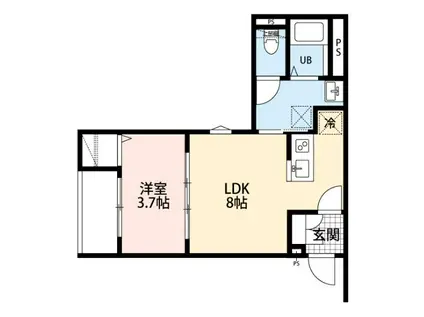 BEARWOOD LAKES市川大野(1LDK/2階)の間取り写真