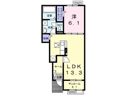 ウィステリア M DK(1LDK/1階)の間取り写真