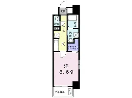 クラール上福岡(1K/2階)の間取り写真