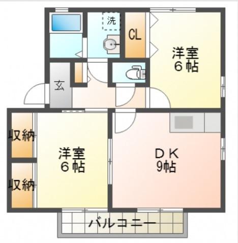 グランシャリオ A(2DK/2階)の間取り写真