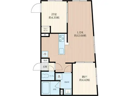 STRIPES用賀II(1SLDK/1階)の間取り写真
