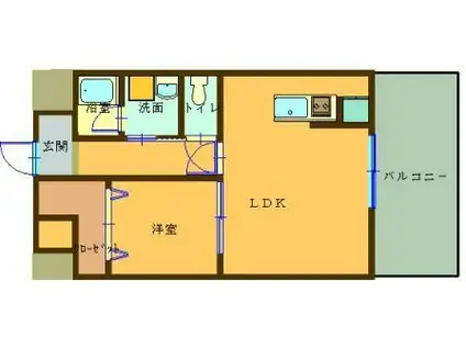 SAI宇宿(1LDK/3階)の間取り写真