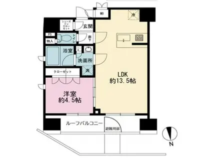 グランドコンシェルジュ新御徒町アジールコート(1LDK/12階)の間取り写真