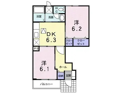 ソール・オリエンスC(2DK/1階)の間取り写真